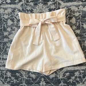Sugar+Lips Ivory High Wasted Tie Shorts. Small.